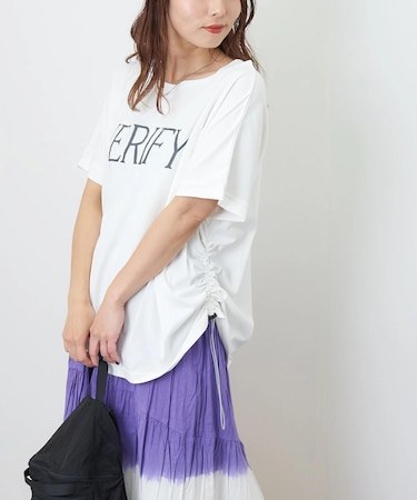 冷感天竺 UV加工 ボートネック ドロスト Tシャツ