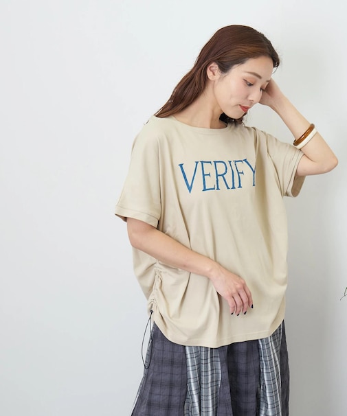 冷感天竺 UV加工 ボートネック ドロスト Tシャツ