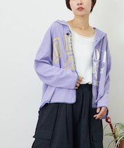 冷感天竺 UV加工 リメイク風 前開き パーカー