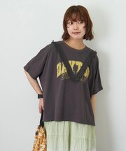26/-天竺 カットソー フリンジ付 ヤッコ Tシャツ