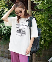 32/-OE天竺 カットソー ロゴ プリント Tシャツ