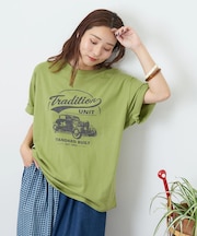 32/-OE天竺 カットソー ロゴ プリント Tシャツ