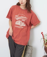 32/-OE天竺 カットソー ロゴ プリント Tシャツ