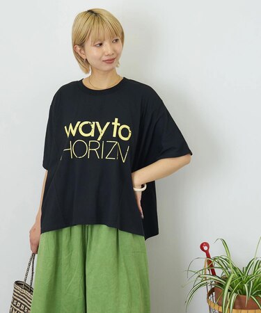 冷感天竺 切替 ロゴプリント Tシャツ