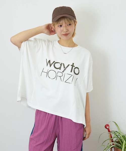 冷感天竺 切替 ロゴプリント Tシャツ｜キューブシュガーの通販｜&mall