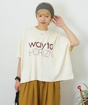 冷感天竺 切替 ロゴプリント Tシャツ