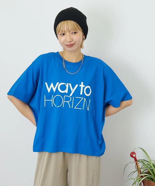 gomme - gomme新品リーフプリント天竺切替ドレープTシャツ 冷感天竺 切替 ロゴプリント Tシャツ｜キューブシュガーの通販｜&mall