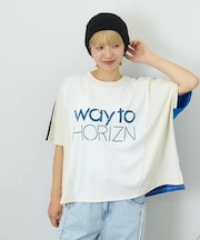 冷感天竺 切替 ロゴプリント Tシャツ