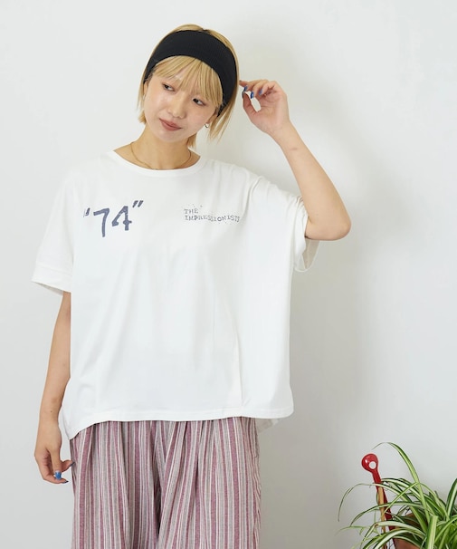 冷感天竺 ドルマン タック入り プルオーバー Tシャツ