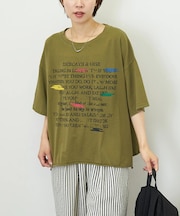 パウダー加工 ペイント風 ロゴ プリント Tシャツ