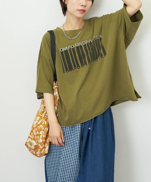 パウダー加工 グラフィック ロゴ プリント Tシャツ