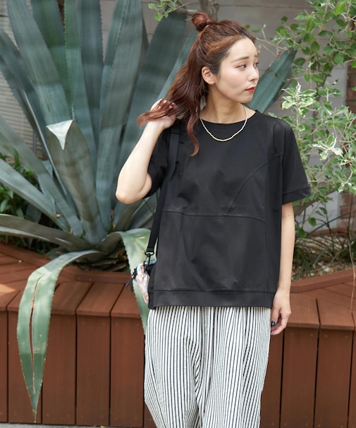 ラウンド 切替 プルオーバー Tシャツ