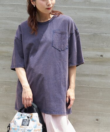 ケミカル加工 インディゴ ポケット Tシャツ