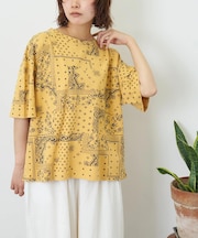 パウダー加工 バンダナ プリント ワイド Tシャツ