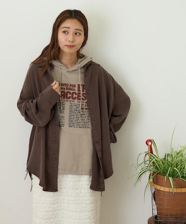 綿レーヨン ビッグシャツ