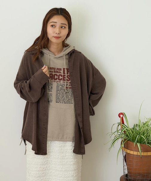綿レーヨン ビッグシャツ