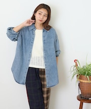 綿レーヨン ビッグシャツ