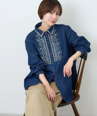 デニム 刺繍 シャツ