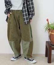 硫化染ツイル × ムラ糸 ポプリン ルーズ カーヴィ パンツ