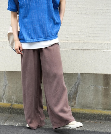 綿レーヨン イージー ワイドパンツ