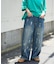 ペイント デニム ルーズ ストレート パンツ
