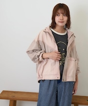 硫化染ツイル × ムラ糸ポプリン 切替 ジップ ジャケット