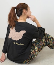 32/-OE天竺 パウダー加工 パッチロゴ 刺繍 Tシャツ