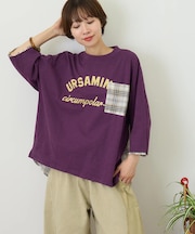 スラブ天竺 × 先染め チェック ポケ付 リメイク風 プルオーバー Tシャツ