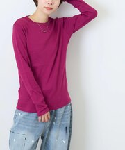 無地 フライス 長袖 クルーネック インナー