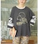 PEANUTS ( ピーナッツ )  32/-スラブ天竺 ライン入り 7分袖 プルオーバー Tシャツ