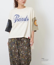 PEANUTS ( ピーナッツ )  32/-スラブ天竺 配色 ワイド Tシャツ