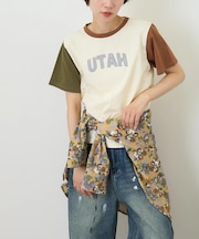 21/-OE天竺 ロゴプリント ジャストサイズ Tシャツ