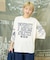 21/-OE天竺 パウダー加工 ラグラン 6分袖 ロゴプリント Tシャツ