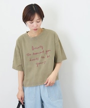 パウダー加工 ロゴプリント ワイド Tシャツ
