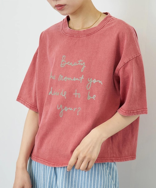 パウダー加工 ロゴプリント ワイド Tシャツ