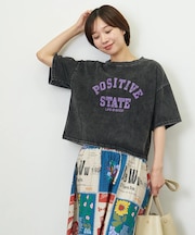 パウダー加工手書き風ロゴワイドTシャツ