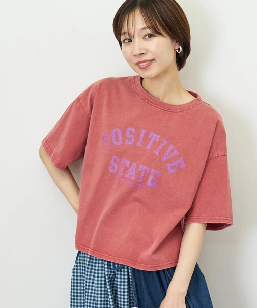 パウダー加工手書き風ロゴワイドTシャツ
