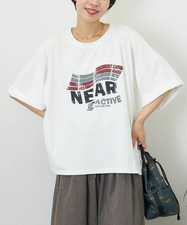 オールドスポーツライク グラフィックロゴ ワイド Tシャツ
