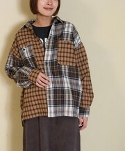 ネルチェック 切替 シャツ