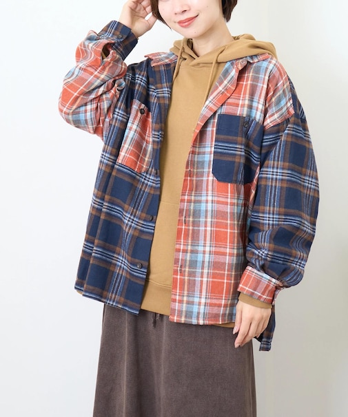 ネルチェック 切替 シャツ