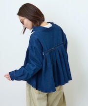 デニム 切替 ショート丈 シャツ