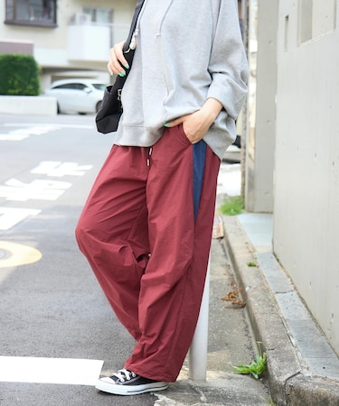 ナイロン ワッシャー 配色 パラシュートパンツ