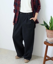 ピーチツイル タック ワイド パンツ