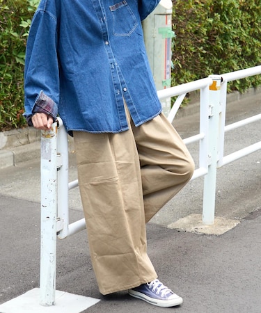 やわらか ツイル イージー ワイド パンツ