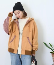 硫化染め ダック × 細コール フード ジャケット