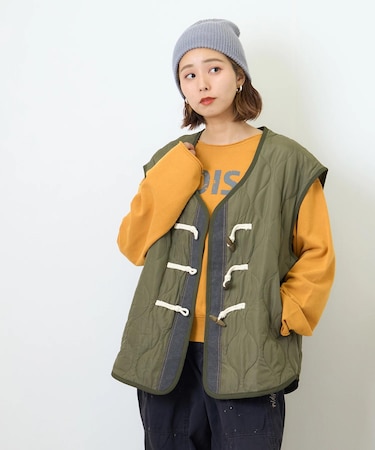 キルト × デニム トグルボタン ベスト