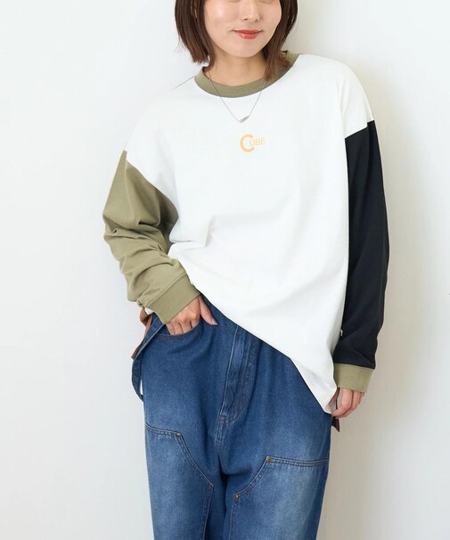OE天竺 カットソー ロゴプリント ビッグ Tシャツ