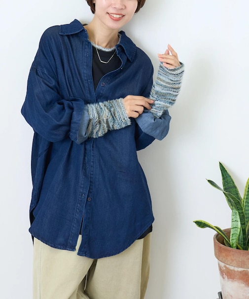 OE天竺 袖異素材 切替 プルオーバー