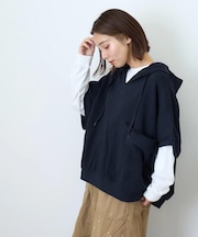 ガーゼ裏毛 スウェット フーディ ベスト