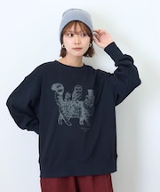 ガーゼ裏毛 スウェット キャット プリントトレーナー